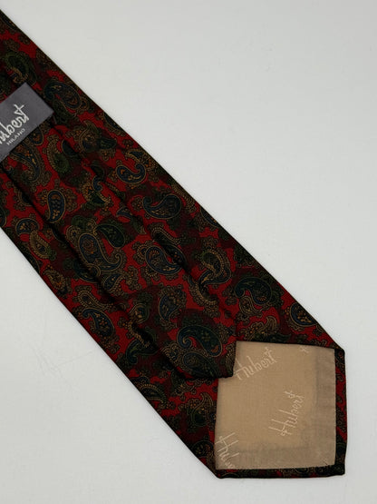 Burgundy paisley pattern silk tie