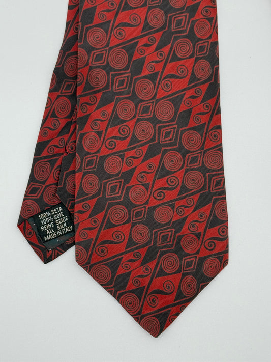 Burgundy geometric silk tie