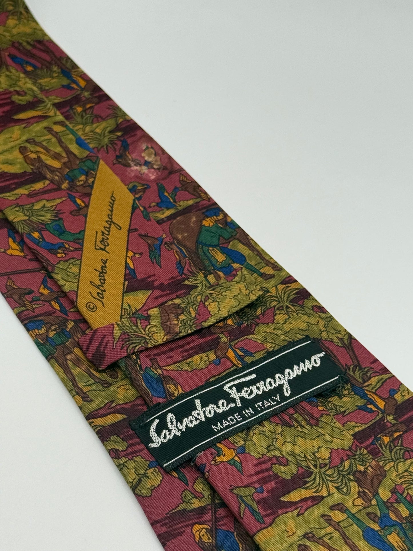 Twill silk tie landscape with shepherds pattern