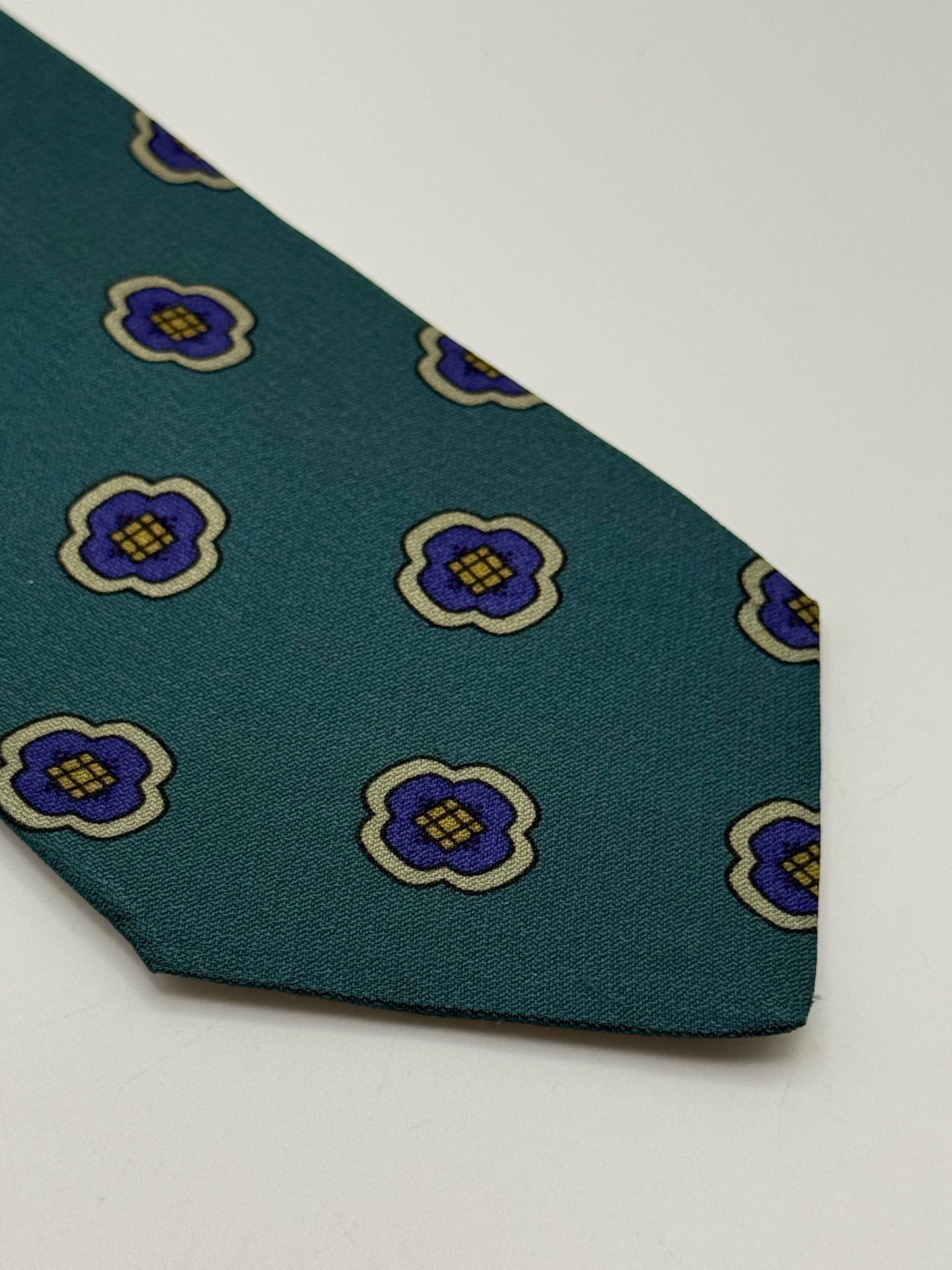 Petrol Blue silk tie geometric pattern