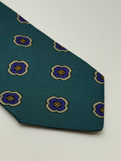 Petrol Blue silk tie geometric pattern