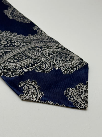 Blue paisley silk tie