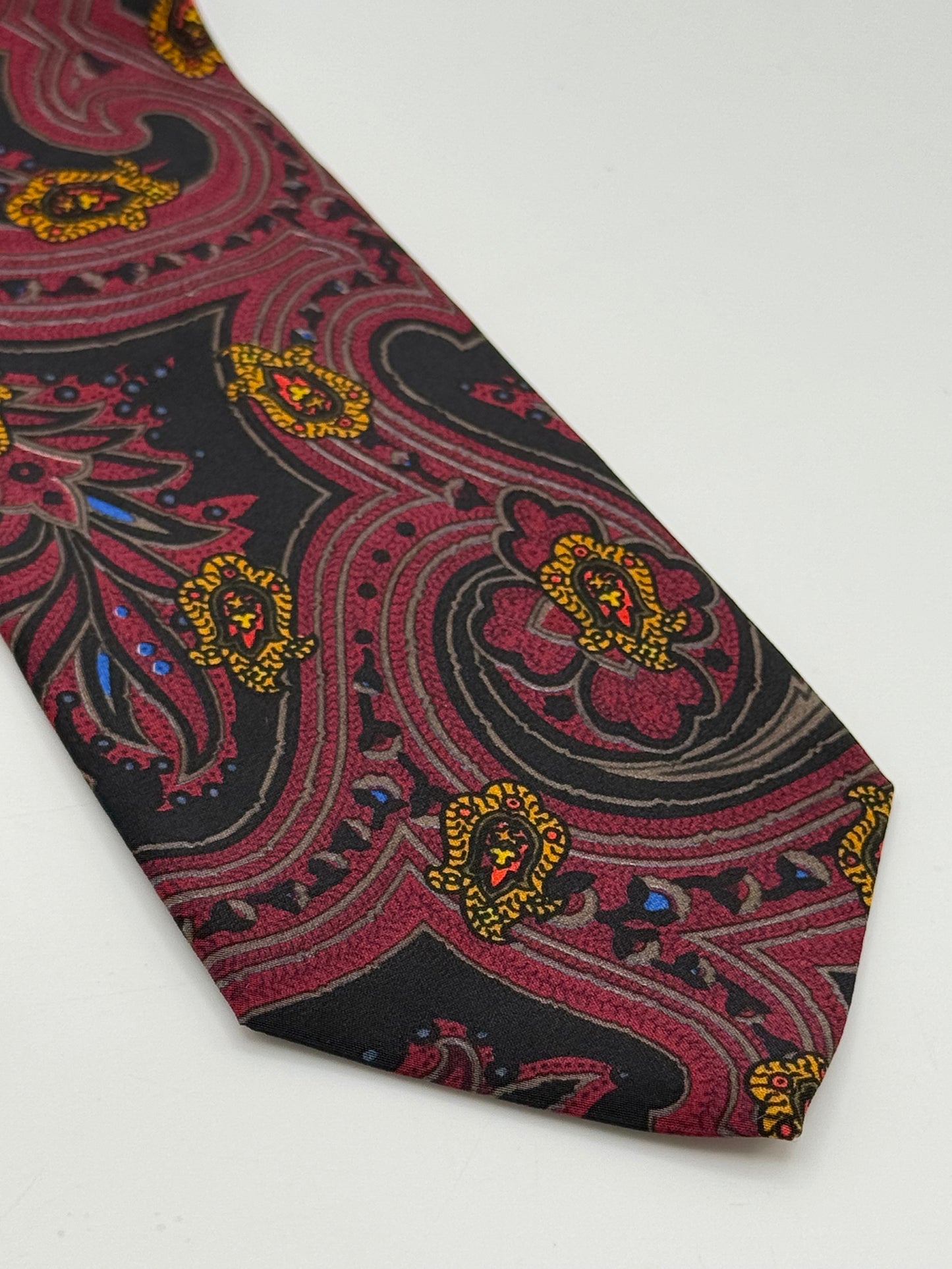 Black satin sili tie cashmere pattern