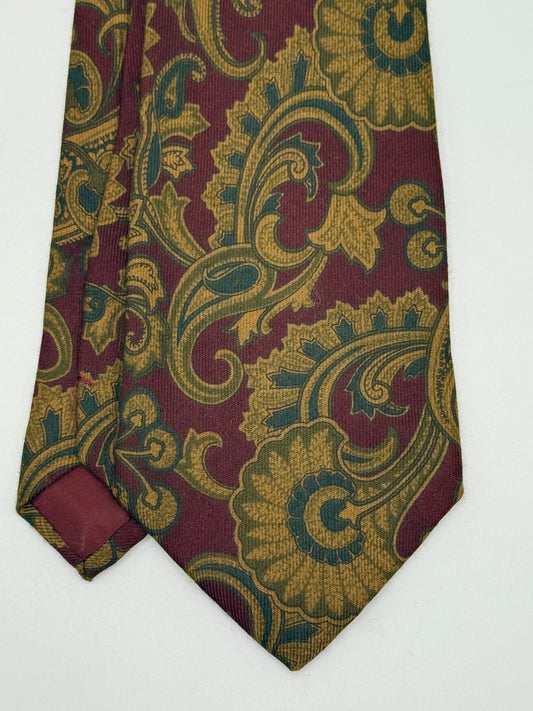 Burgundy twill cashmere and silk tie