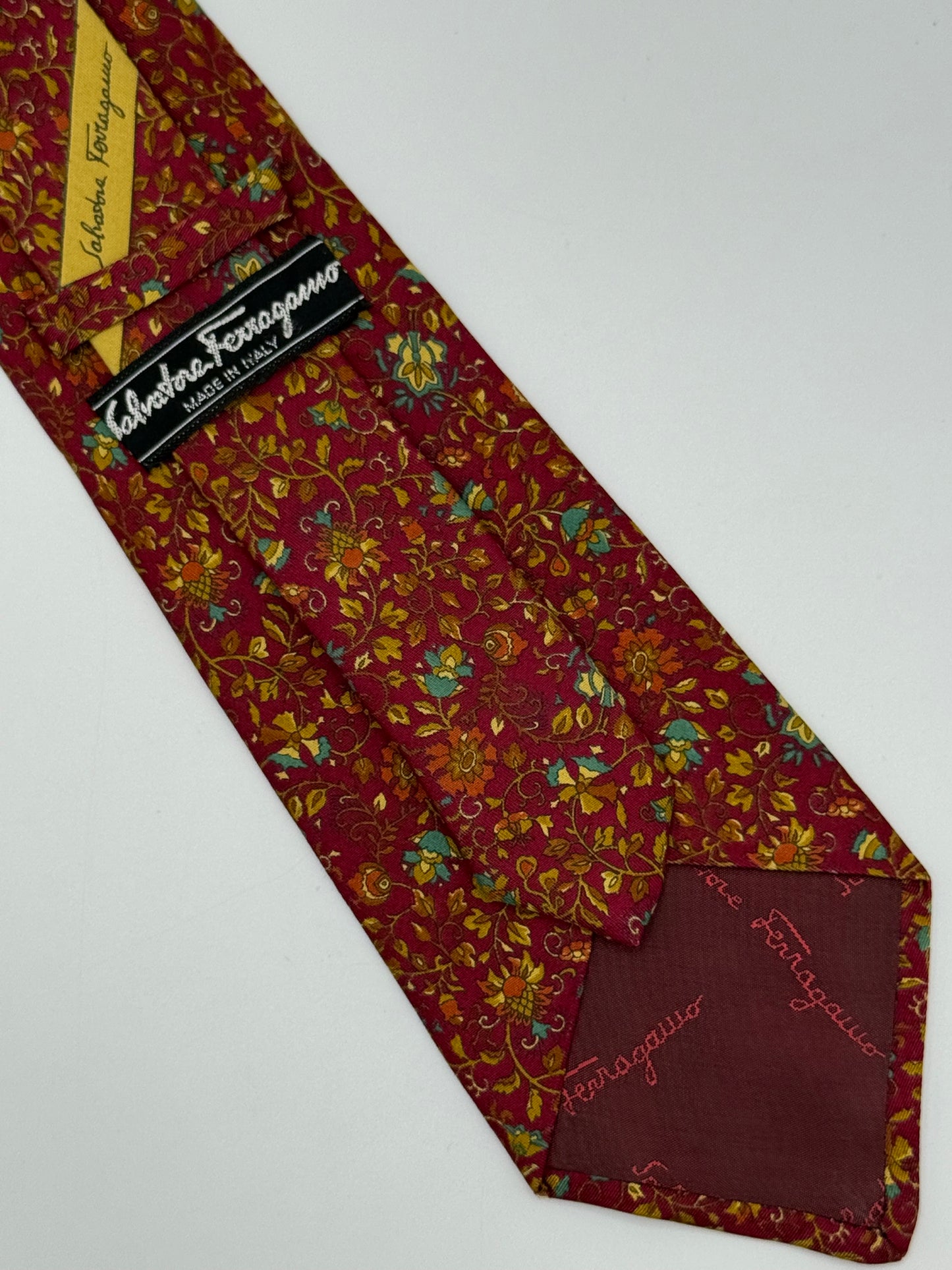 Burgundy silkt whit flower pattern
