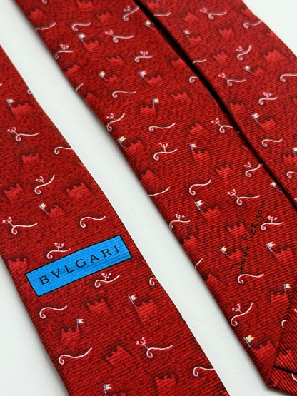 Burgundy twill silk designed tie