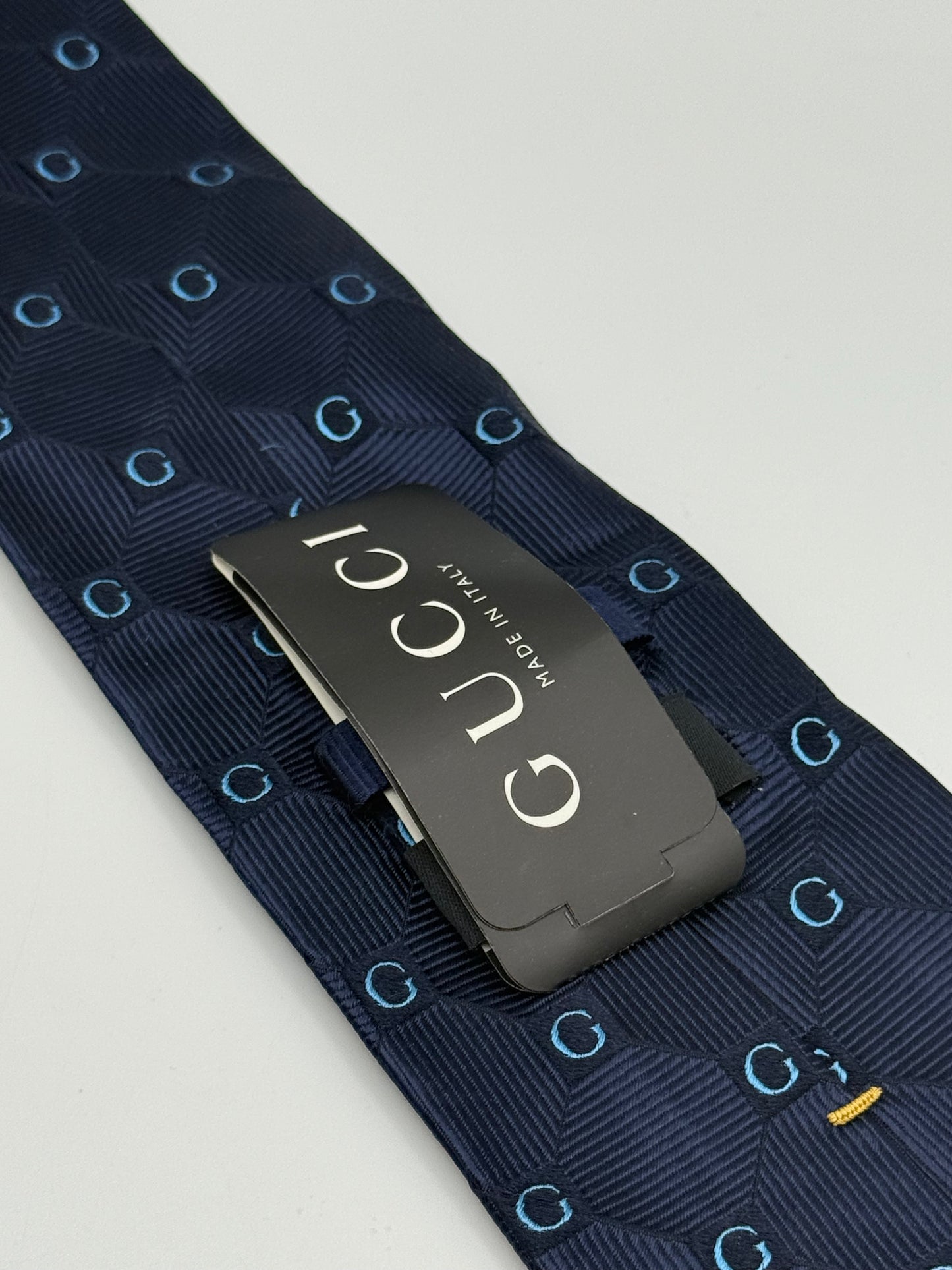 Dark blue jacquard silk tie GG