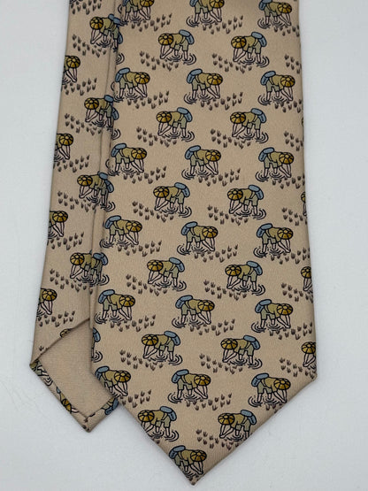 Beige Hermes silk tie