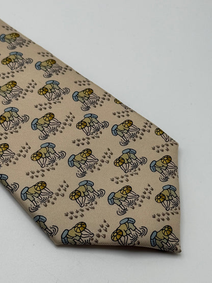 Beige Hermes silk tie